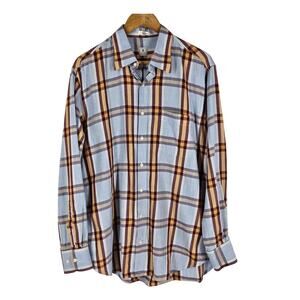 PETER MILLAR BUTTON-UP PLAID LONG SLEEVE DRESS SHIRT – SIZE LARGE - 100% COTTON